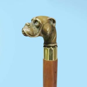 Walking Stick Vintage Designer Brass Bulldog Face Handle Victorian Wooden Cane Handmade Gift Stick For Men & Women For Halloween