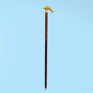Antique Brass Fish Handle Walking Stick Victorian Brown Wooden Canes Nautical Walking Stick For Hikers Walking Stick For Unisex Adult Gift