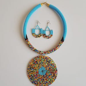 Maasai Beaded necklace With Matching Earrings African Beaded Necklace Maasai Jewelry Beaded Necklace African necklace