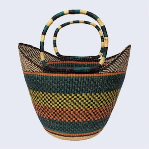 U-shopper basket Large Bolga Basket Storage basket Market basket Hand Crafted women Basket
