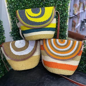 Sisal woven bag with Beads decorations Crossbody bag Handmade sisal bag with beads decorations Beautiful gift for her