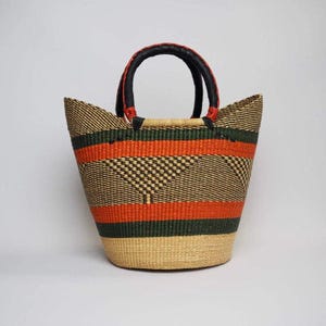 U-shopper basket Large Bolga Basket Storage basket Market basket Hand Crafted women Basket