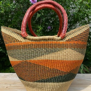 U-shopper basket Large Bolga Basket Storage basket Market basket Hand Crafted women Basket