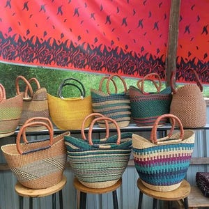 U-shopper basket Large Bolga Basket Storage basket Market basket Hand Crafted women Basket