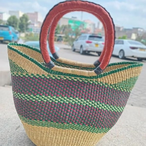 U-shopper basket Large Bolga Basket Storage basket Market basket Hand Crafted women Basket