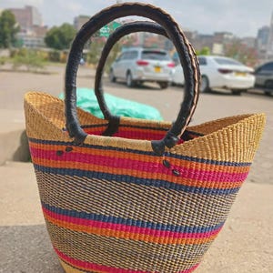 U-shopper basket Large Bolga Basket Storage basket Market basket Hand Crafted women Basket