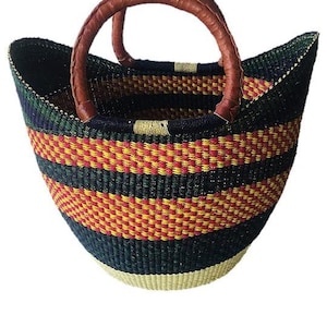 Cesta U-shopper Cesta Bolga grande Cesta de almacenamiento Cesta de mercado Cesta de mujer hecha a mano