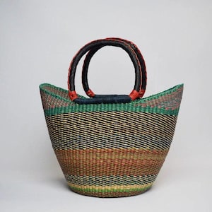 U-shopper basket Large Bolga Basket Storage basket Market basket Hand Crafted women Basket