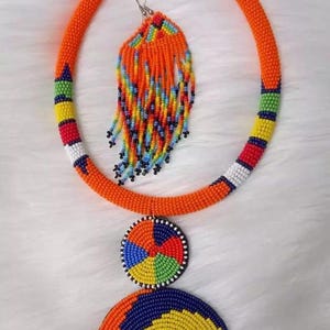 Maasai Beaded necklace With Matching Earrings African Beaded Necklace Maasai Jewelry Beaded Necklace African necklace