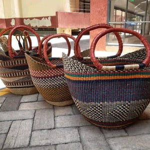 U-shopper basket Large Bolga Basket Storage basket Market basket Hand Crafted women Basket