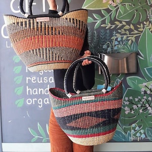 U-shopper basket Large Bolga Basket Storage basket Market basket Hand Crafted women Basket