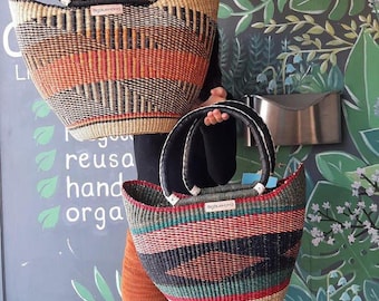 U-shopper basket Large Bolga Basket Storage basket Market basket Hand Crafted women Basket Assorted baskets