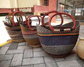 U-shopper basket Large Bolga Basket Storage basket Market basket Hand Crafted women Basket Gift for her