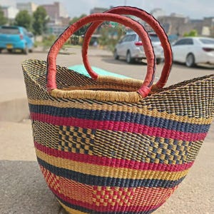 U-shopper basket Large Bolga Basket Storage basket Market basket Hand Crafted women Basket
