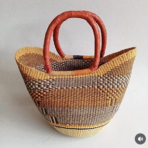 U-shopper basket Large Bolga Basket Storage basket Market basket Hand Crafted women Basket