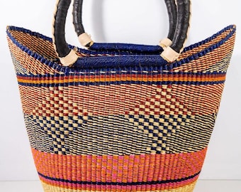 U-shopper basket Large Bolga Basket Storage basket Market basket Hand Crafted women Basket