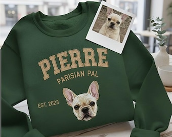 Pet Embroidered Sweatshirt, Embroidered Dog Hoodie, Custom Dog Face Embroidered Sweatshirt From Photo, Pet Lovers Gift, Gift For Mom