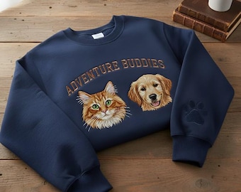Personalized Dog Face Embroidered Sweatshirt,Cat Sweatshirt,Dog Lover Sweatshirt,Custom Pet Embroidered