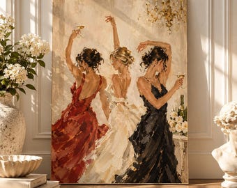 Vintage Fashion Wall Art Print Trendy Dancing Women Poster Unframed Decor