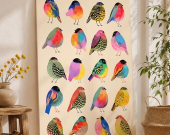 Vibrant Borbs Art Print Colorful Bird Wall Decor Unframed Canvas Poster Living Room Kitchen Dining Home Decoration Painting Birthday Gift