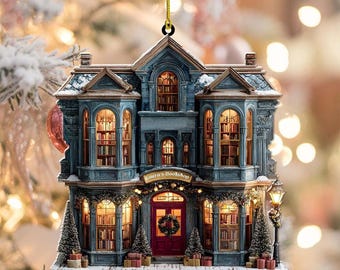 Personalized Bookshop Christmas Ornament, Book Lover Gift
