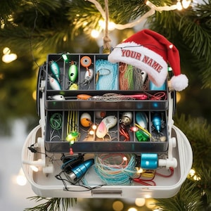 Personalized Fishing Christmas Ornament, Custom Name Fishing Christmas Tree Decor, Fishing Keepsake, Christmas Gift For Fishing Lover