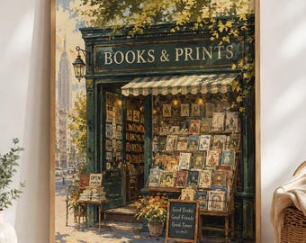 Colorful Bookstore Wall Art Print, Retro Metropolitan Bookshop Poster, Unframed Literary Illustration, Aesthetic Gift for Bookworms