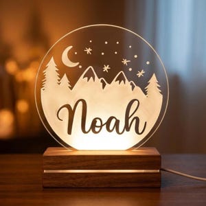 Personalized Photo Night Light, Custom Acrylic Wood Lamp, Engraved Picture LED Sign, Kids Bedroom Decor, RGB USB Light, Round Oval Rectangle