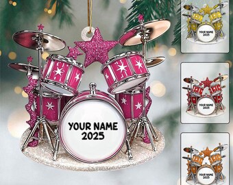 Ornement de Noël personnalisé batterie, nom personnalisé décoration d'arbre