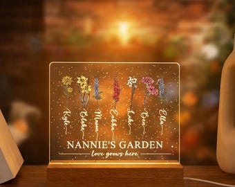 Luminária Noturna Personalizada com Foto | Acrílico Personalizado, Base em Madeira de Faia, Lâmpada USB RGB