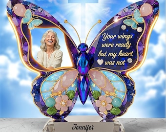 Personalized Photo Butterfly Memorial Plaque, Custom Acrylic Keepsake