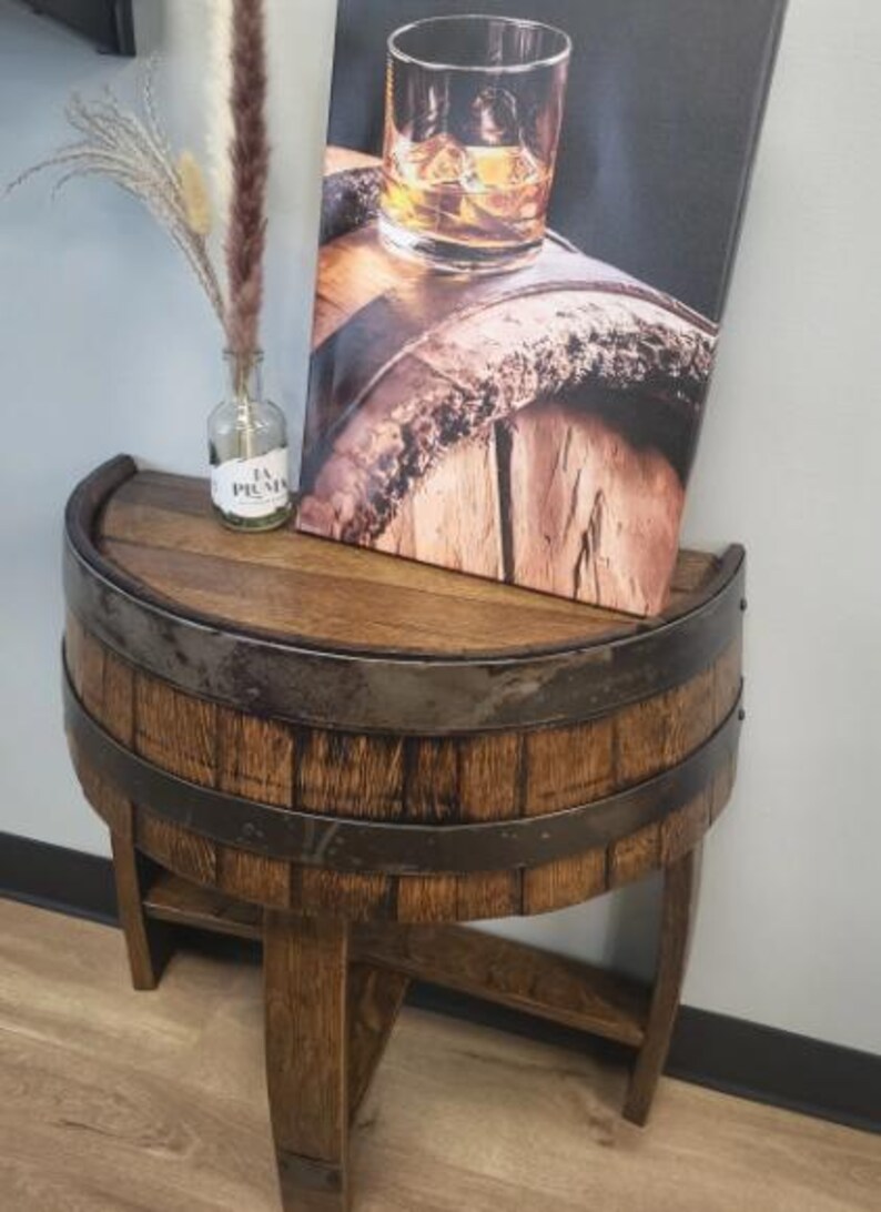 Half-round Whiskey Barrel End Table - Etsy