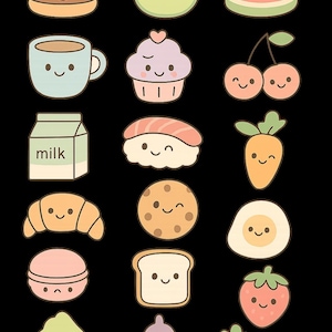 Kawaii Food Digital Stickers for Goodnotes & iPad | Cute Planner Stickers | 15-Pack