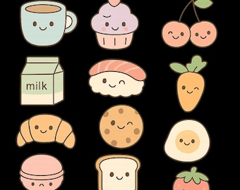 Kawaii Food Digital Stickers for Goodnotes & iPad | Cute Planner Stickers | 15-Pack