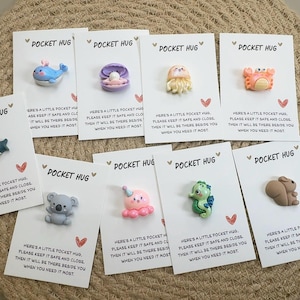 Cute Animal Pocket Hug Gift Card. Small Gift. Thinking of You. Touching Keepsake Charm. Pocket Hug. Birthday Gift.