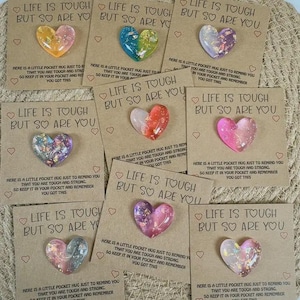 A tiny pocket hug resin sparkly tiny heart gift keepsake. Friendship gift. hug in a box. Thoughtful small gift for someone.