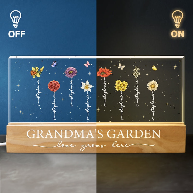 Custom Grandma Garden Birth Month Flower LED Light, Personalized Family Acrylic Light, Mom Gift, Grandma Gift, Mother's Day Gift, Love Light image 4