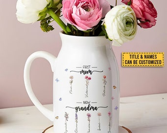 Vaso di fiori personalizzato per la prima mamma ora nonna, vaso personalizzato per decorazioni per la casa, regalo per la festa della mamma dalla figlia, regalo sincero per l'inaugurazione della casa della nonna