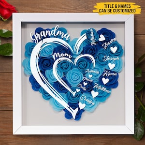 Custom Best Mother Ever Flower Shadow Box, Personalized Family Shadow Box, Mom Gift, Grandma Gift, Mother's Day Gift, Best Mom Shadow Box