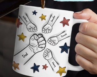 Custom Fist Bump, A Bond That Can Never Be Broken Mug, Personalized 3D Inflated Effect Mug, Dad Gift, Best Dad Ever, Father's Day Gift