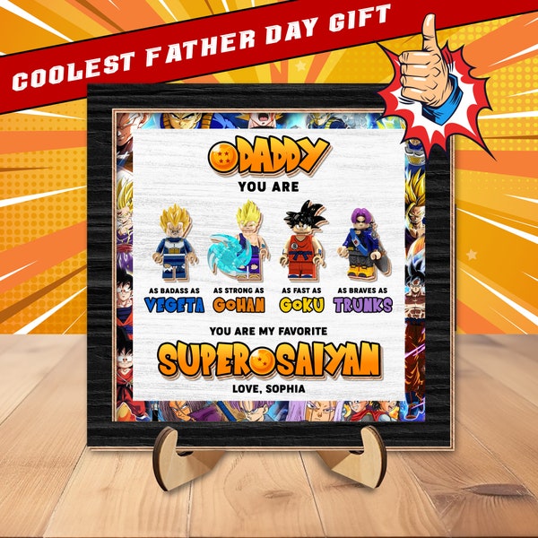 Personalized Daddy You Are My Favorite Super Saiyan Wooden Plaque,Unique Gift For Dad, Dragon Ball Gift,Nerdy Father's Day Gift Custom Names