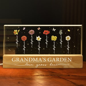 Custom Grandma Garden Birth Month Flower LED Light, Personalized Family Acrylic Light, Mom Gift, Grandma Gift, Mother's Day Gift, Love Light image 7