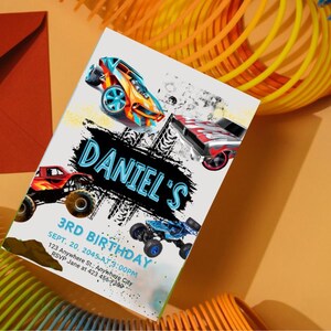 Boys Birthday Invitation, Hotwheels Design, Racecars Theme, Hotwheels Party, Digital Download, Birthday Invite
