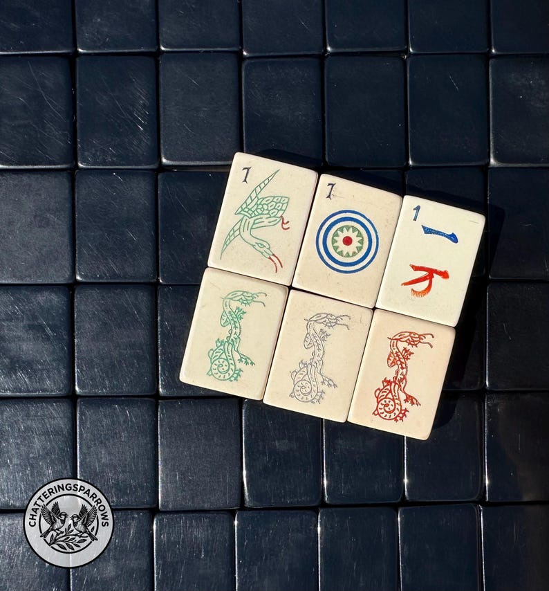 Stunning Two-Tone 1920s Vintage Mahjong by Pung Chow, 152 tiles, NMJL ready! image 2