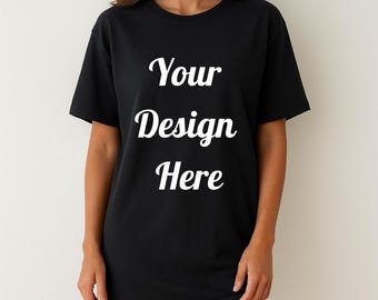 Gildan 64000 Black Tshirt Mockup, Model Mockup, Black Shirt Mockup, Model Shirt Oversized Mockup, Digital Mockup, Simple Mockup Gildan 6400