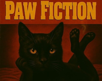 Paw Fiction Cat Art Print: Funny Movie Poster for Cat Lovers (Digital Download)