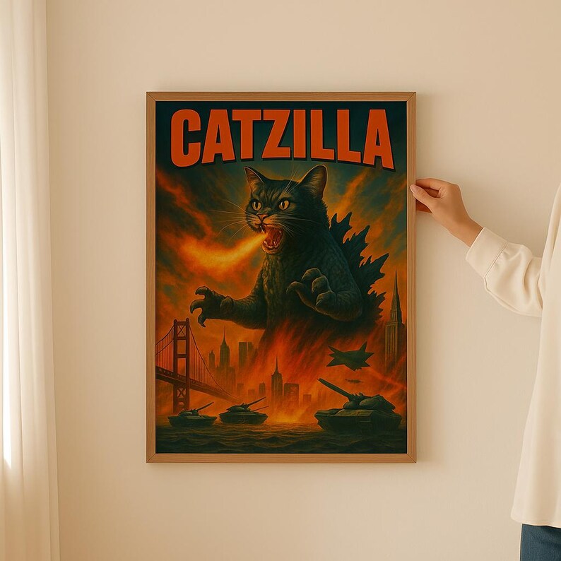 Catzilla Movie Poster: Funny Godzilla Cat Digital Print (digital ...