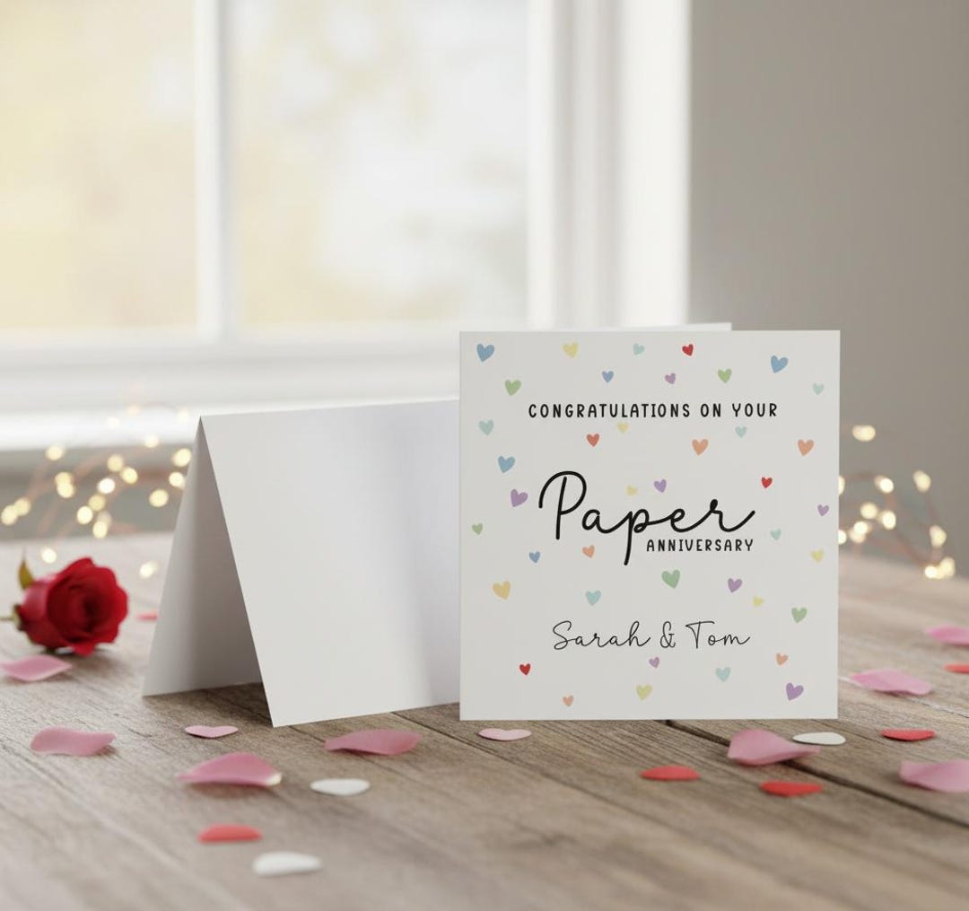 Personalised 1st Anniversary Card , Paper Anniversary Minimalist Design ...