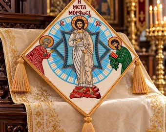 Orthodox Epigonation Palitsa, Transfiguration of Christ Embroidered Priest Vestment, Byzantine Liturgical Clergy Vestment