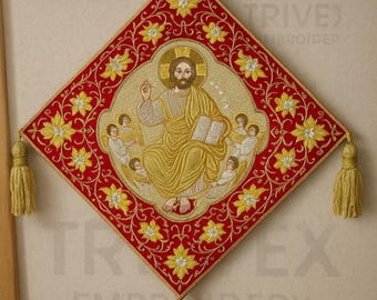 Orthodox Epigonation, Red Velvet Vestment with Jesus Christ Embroidery